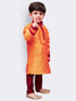 JBN CREATION Boys' Orange Cotton Silk Kurta and Pyjama Set
