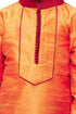 JBN CREATION Boys' Orange Cotton Silk Kurta and Pyjama Set