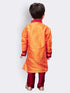 JBN CREATION Boys' Orange Cotton Silk Kurta and Pyjama Set
