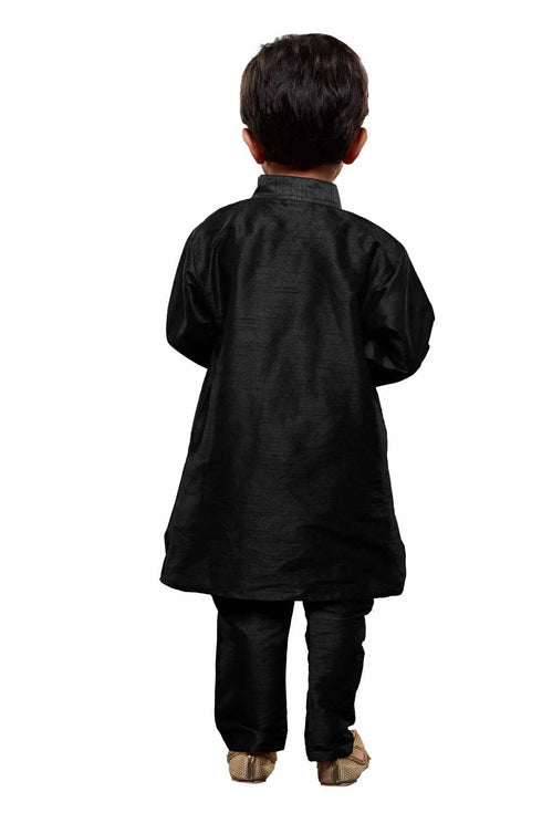 Vastramay Boys Black Silk Kurta with Pajama Set
