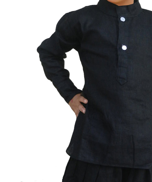 JBN CREATION Boys' Black Cotton Kurta and Pyjama Set