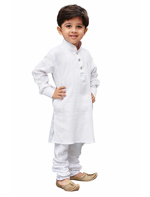 VASTRAMAY Boys' White Cotton Kurta and Pyjama Set