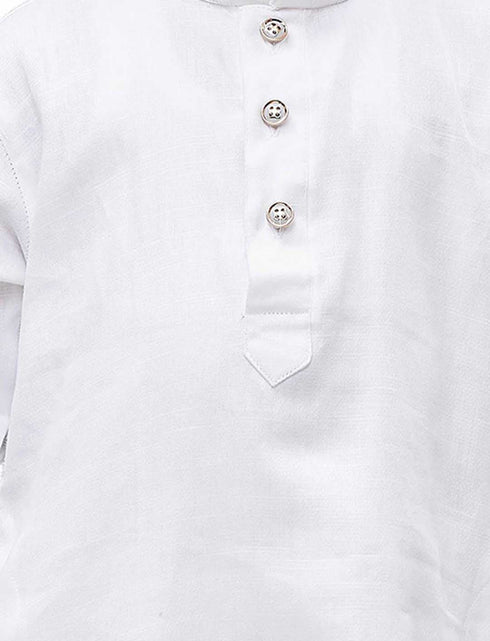 VASTRAMAY Boys' White Cotton Kurta and Pyjama Set