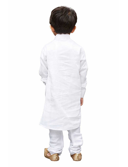 VASTRAMAY Boys' White Cotton Kurta and Pyjama Set