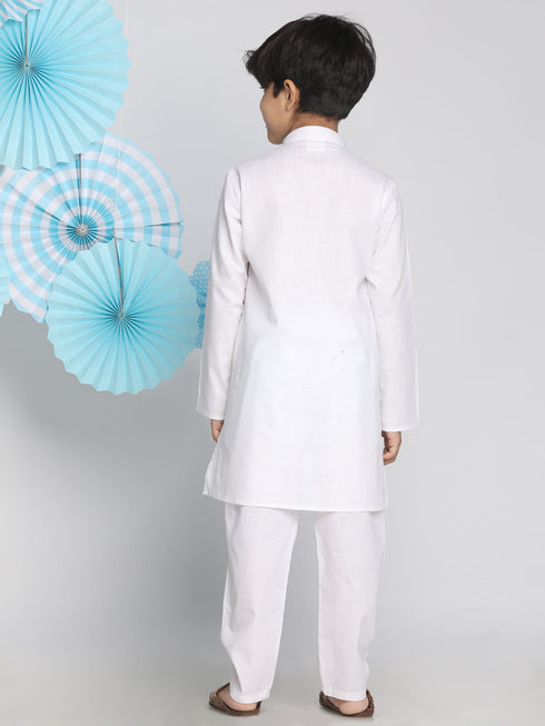 Vastramay White Baap Beta Kurta And Pyjama Set