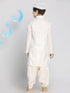 Vastramay Boys' Cream Pathani Suit Set
