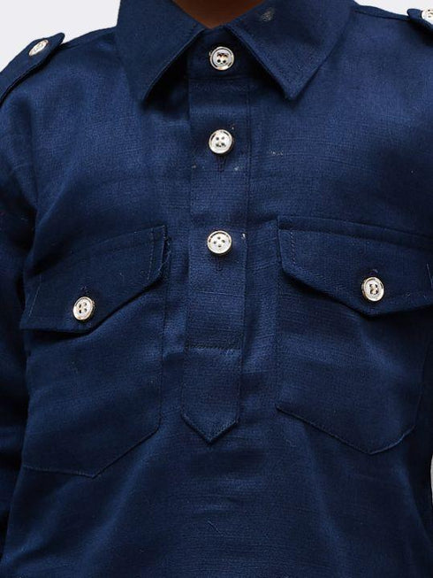 Vastramay Boys' Blue Cotton Pathani