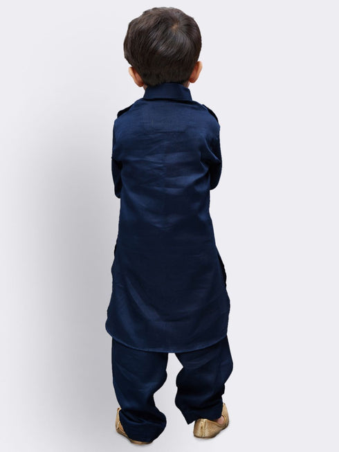 Vastramay Boys' Blue Cotton Pathani
