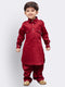 VASTRAMAY Boys' Maroon Cotton Pathani Suit Set