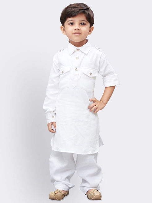 Vastramay Boys' White Cotton Pathani