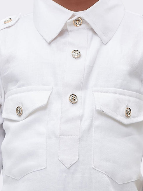 Vastramay Boys' White Cotton Pathani