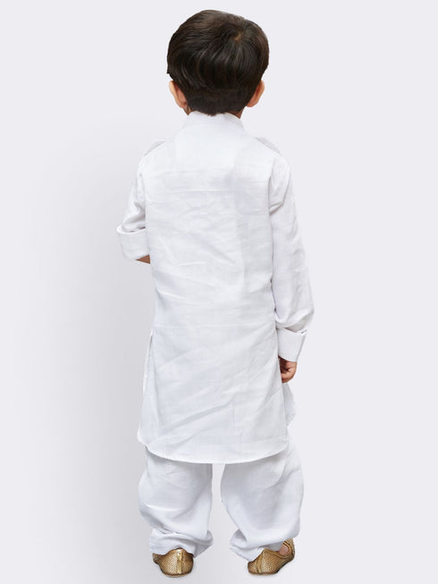 Vastramay Boys' White Cotton Pathani