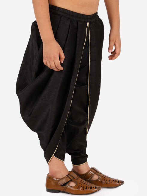 Vastramay Boy's Black Silk Blend Solid Dhoti Pant