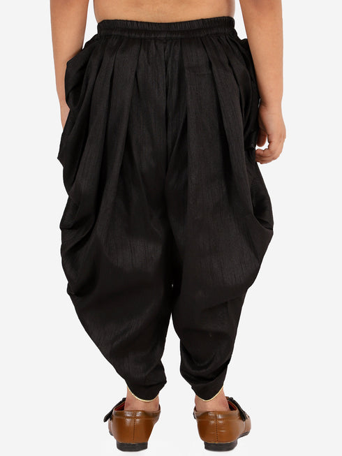 Vastramay Boy's Black Silk Blend Solid Dhoti Pant