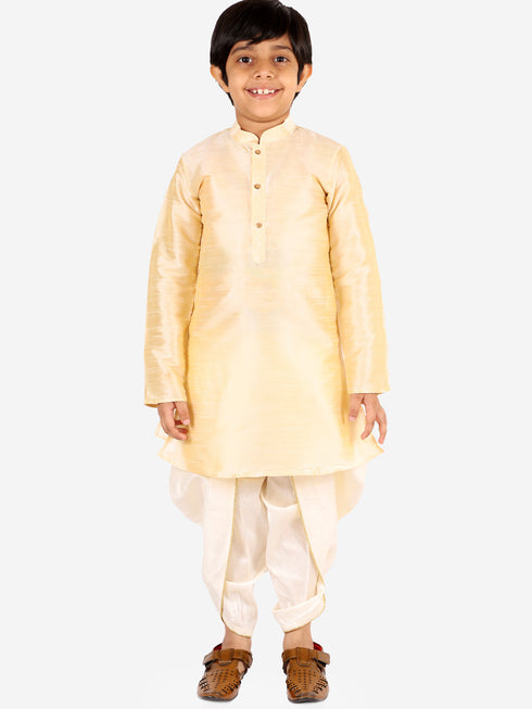 Vastramay Boy's Cream Silk Blend Solid Dhoti Pant