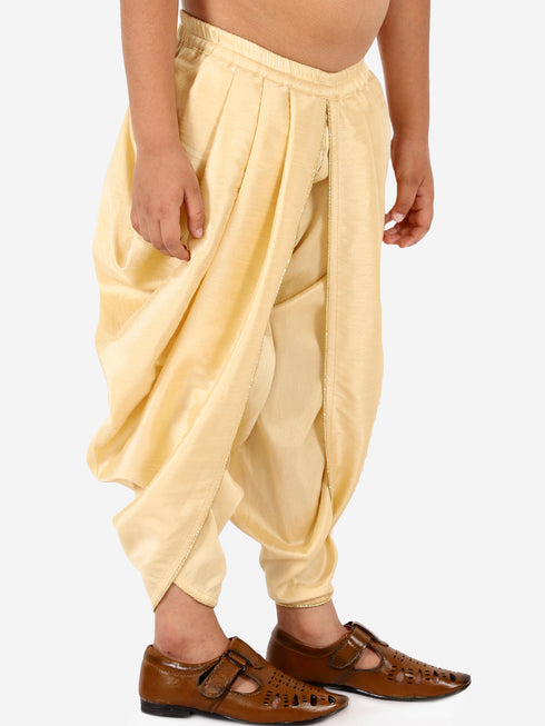 Vastramay Boy's Gold Silk Blend Solid Dhoti Pant