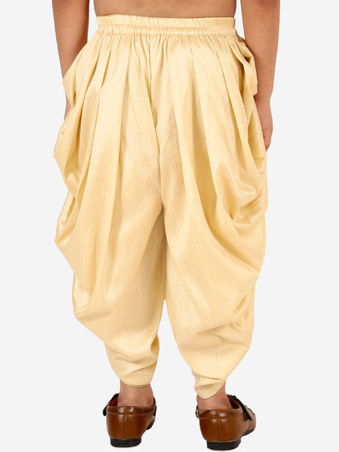 Vastramay Boy's Gold Silk Blend Solid Dhoti Pant