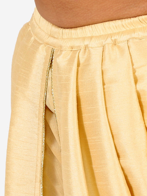 Vastramay Boy's Gold Silk Blend Solid Dhoti Pant