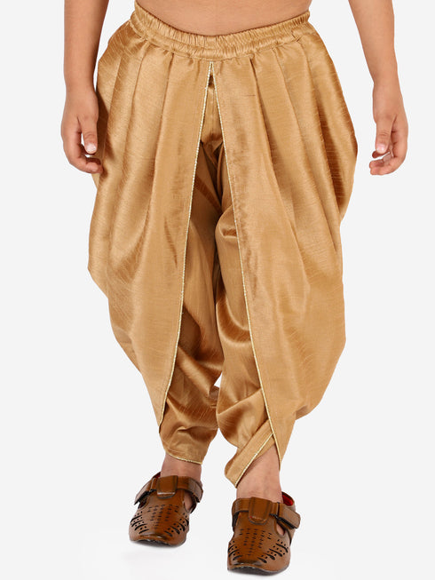 Vastramay Boy's Rose Gold Silk Blend Solid Dhoti Pant