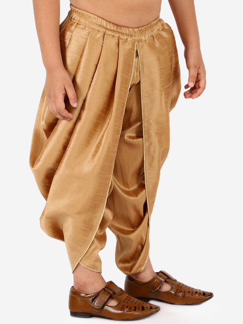 Vastramay Boy's Rose Gold Silk Blend Solid Dhoti Pant