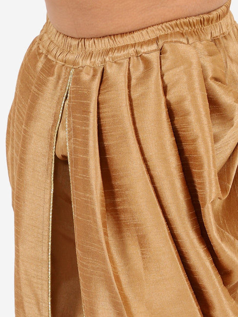 Vastramay Boy's Rose Gold Silk Blend Solid Dhoti Pant