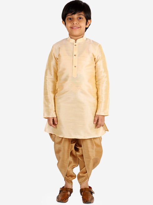 Vastramay Boy's Rose Gold Silk Blend Solid Dhoti Pant