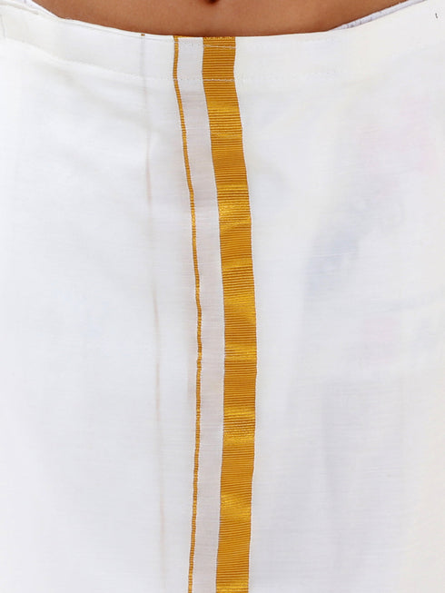 JBN Creation Boys' Black Silk Short Sleeves Ethnic Shirt Mundu Vesty Style Dhoti Pant Set