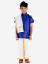 JBN Creation Boys' Blue Silk Short Sleeves Ethnic Shirt