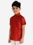 JBN Creation Boys' Maroon Silk Short Sleeves Ethnic Shirt