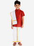 JBN Creation Boys' Maroon Silk Short Sleeves Ethnic Shirt