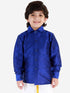 VASTRAMAY Boys' Blue Silk Long Sleeves Ethnic Shirt