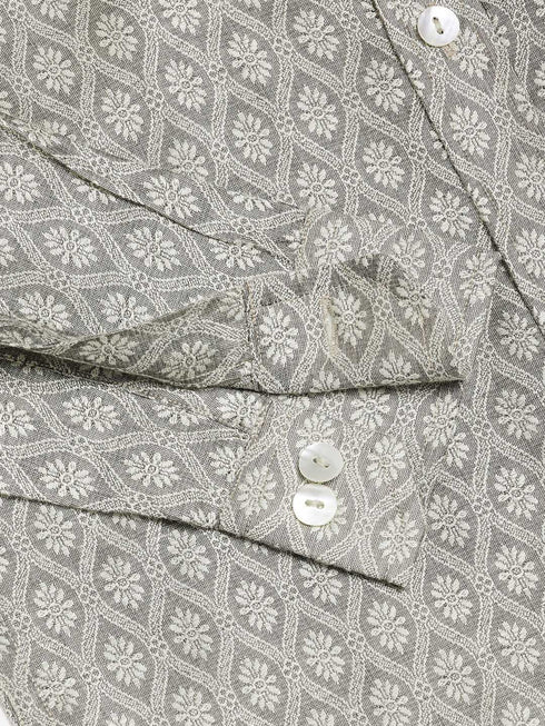 Vastramay Boys' Beige Jacquard Ethnic Shirt