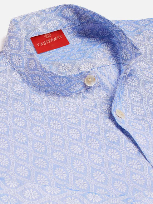 Vastramay Boys' Lavender Jacquard Ethnic Shirt