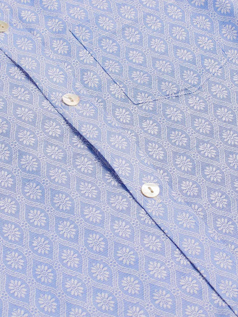 Vastramay Boys' Lavender Jacquard Ethnic Shirt