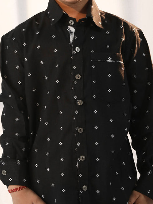 Vastramay Boy's Black Ethnic Shirt
