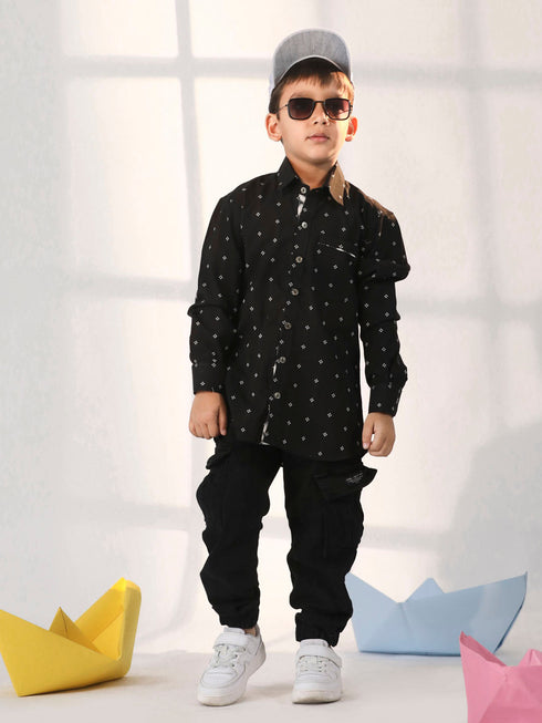 Vastramay Boy's Black Ethnic Shirt