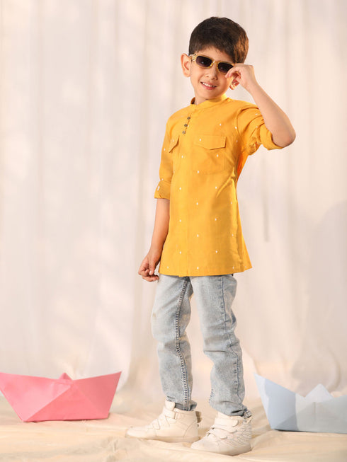 Vastramay Boy's Mustard Ethnic Shirt