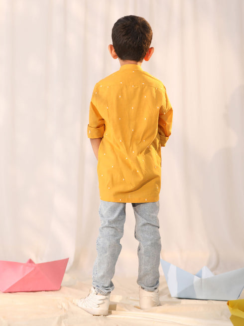 Vastramay Boy's Mustard Ethnic Shirt