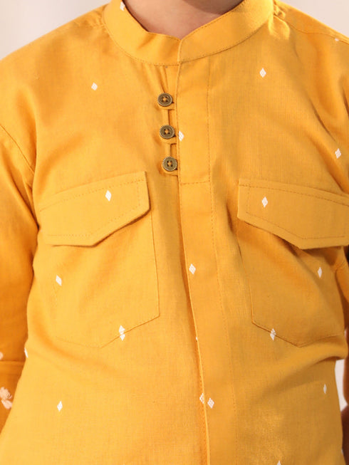 Vastramay Boy's Mustard Ethnic Shirt