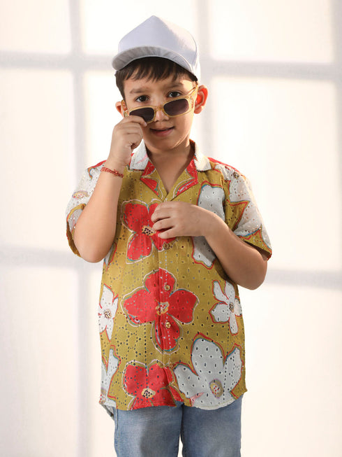 Vastramay Boy's Mustard Ethnic Shirt