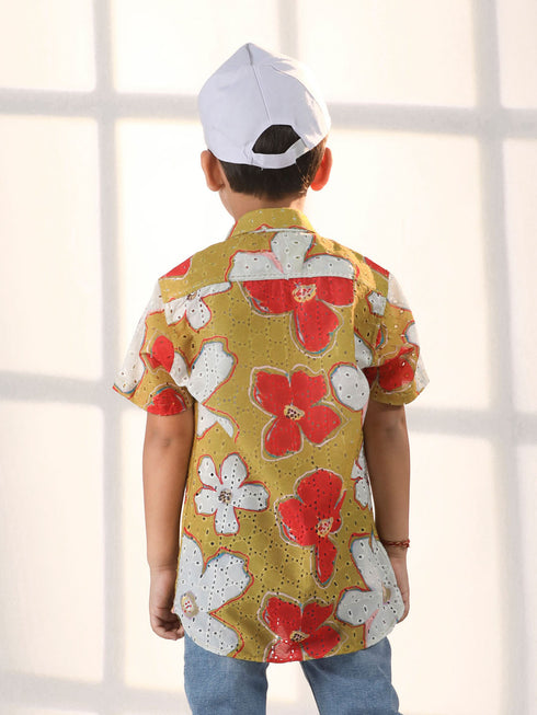 Vastramay Boy's Mustard Ethnic Shirt