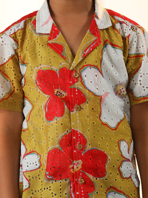 Vastramay Boy's Mustard Ethnic Shirt