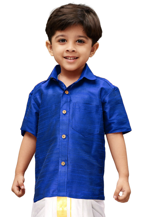 Vastramay Boys Royal Blue Opaque Ethnic Shirt