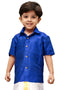 Vastramay Boys Royal Blue Opaque Ethnic Shirt