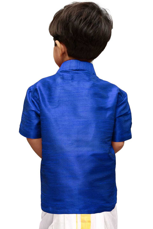 Vastramay Boys Royal Blue Opaque Ethnic Shirt