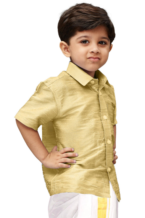 Vastramay Boys Gold Opaque Ethnic Shirt