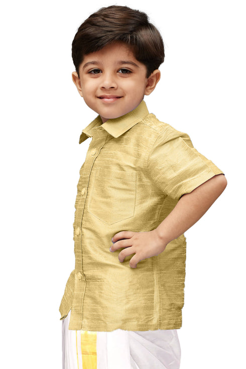 Vastramay Boys Gold Opaque Ethnic Shirt