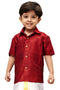 Vastramay Boys Maroon Gold Opaque Ethnic Shirt