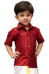 Vastramay Boys Maroon Gold Opaque Ethnic Shirt