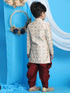 Vastramay Boys Gold And Maroon Sherwani Set